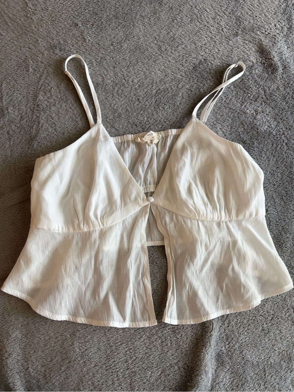 La Hearts White Spaghetti-Strap Button Cami